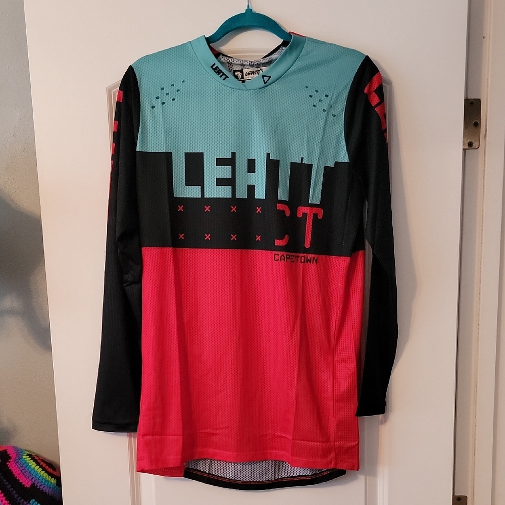 Leatt Red and Teal Long Sleeve Jersey